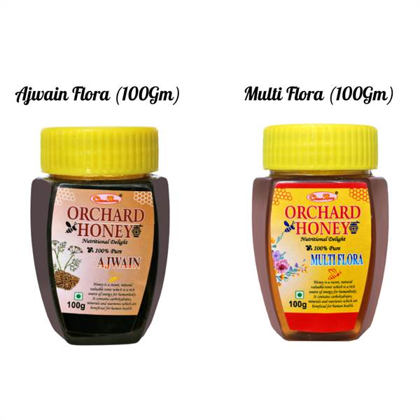 Orchard Honey Combo Pack (Ajwain+Multi Flora) 100 Percent Pure and Natural (2 x 100 g)